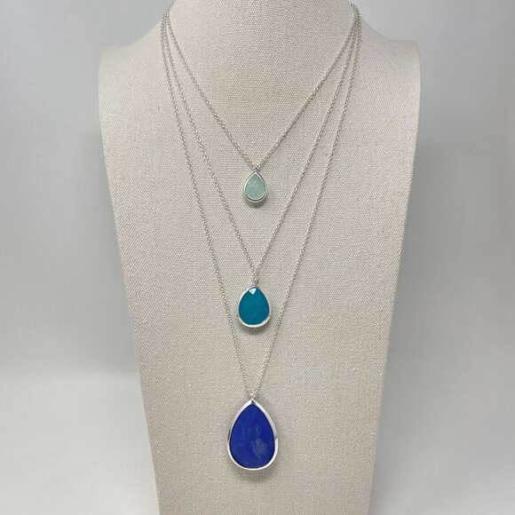 Chloe + Isabel Jewelry - Chloe+ Isabel Minaret Three-Row Convertible Necklace Blue Aqua Teardrop Pendant